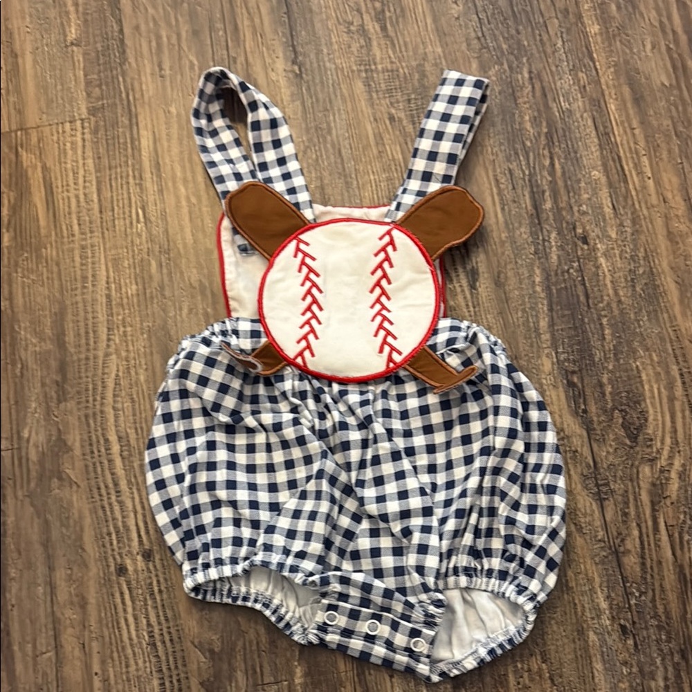 Checkered Baby Romper with Red Accents